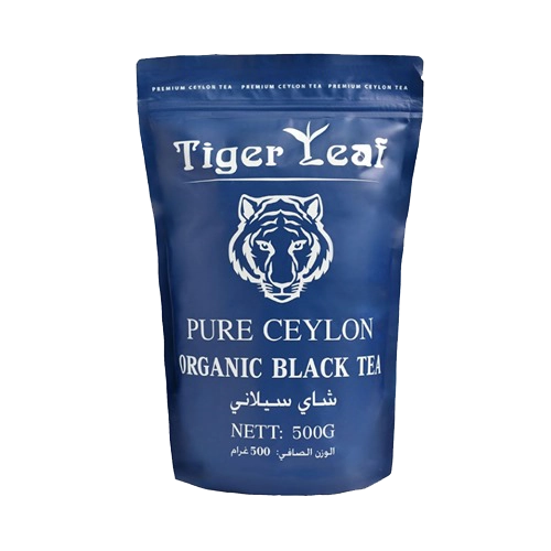 چای سیلانی ارگانیک Tiger | بستهبندی آبی ۵۰۰ گرمی ، چای سیاه ارگانیک با طعمی طبیعی و خوشعطر