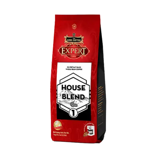 دانه قهوه House Blend King Coffee بسته ۱ کیلویی | ترکیبی متعادل برای دمآوری حرفهای با طعم غنی