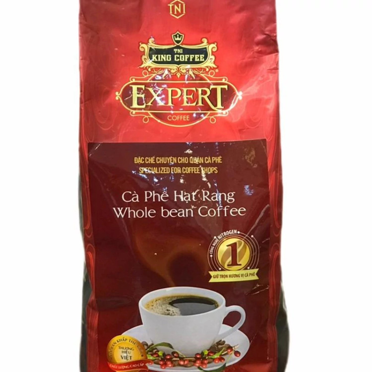 دانه قهوه اکسپرت شکلاتی King Coffee | بسته ۱ کیلویی | دانههای برشتهشده با طعم شیرین و کرمی