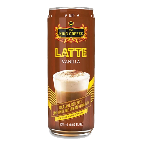 نوشیدنی قهوه لاته وانیلی King Coffee قوطی ۲۳۸ml بسته ۶ عددی | طعمی شیرین و کرمی با عطر وانیل طبیعی