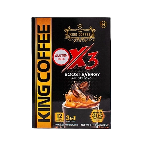 قهوه فوری سه در یک King Coffee X3 بسته ۱۲ عددی ۲۷ گرمی | کافی میکس با شکر و شیر خشک برای طعمی متعادل