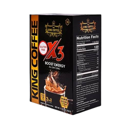 King Coffee 3 in 1 Instant Coffee X3 | sweet & creamy instant mix with sugar and milk powder, 27g x12