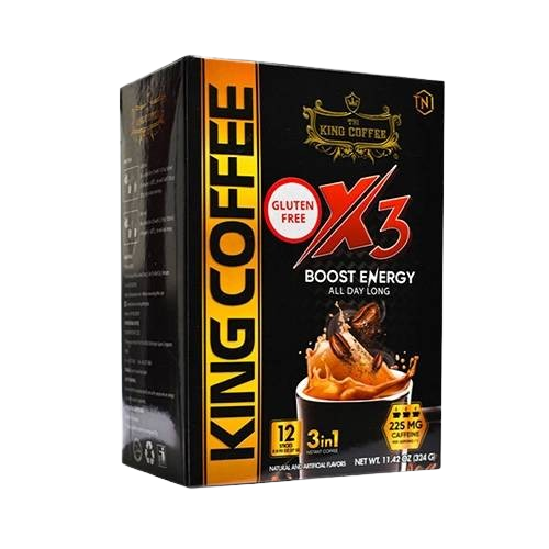 قهوه فوری 3in1 King Coffee X3 | بسته ۱۲ تایی ۲۷ گرمی | قهوه فوری کرمی با طعمی ملایم و خوشعطر