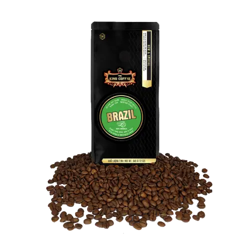 دانه قهوه تکخواستگاه برزیل King Coffee بسته ۳۴۰ گرمی | دانههای تازه و باکیفیت برای دمآوری حرفهای