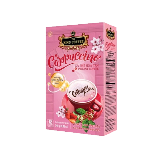 تصویر کاپوچینو توت فرنگی King Coffee - Cappuccino Strawberry بسته ۲۴۰ گرمی با عطر دلپذیر و طعم خاص