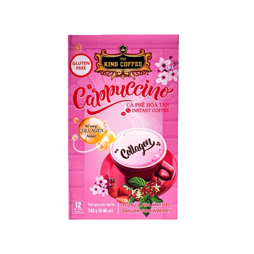 کاپوچینو توتفرنگی کینگ کافی King Coffee بسته ۲۴۰ گرمی | نوشیدنی فوری با طعم میوهای و خامهای