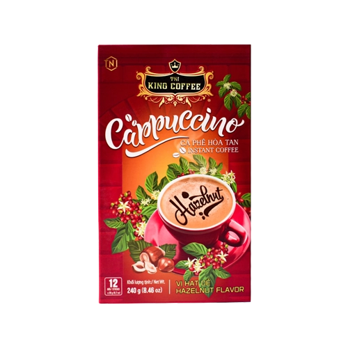 کاپوچینو فندقی کینگ کافی King Coffee – بسته ساشهای ۱۲ عددی ۲۰ گرمی، طعمی شیرین و دلچسب