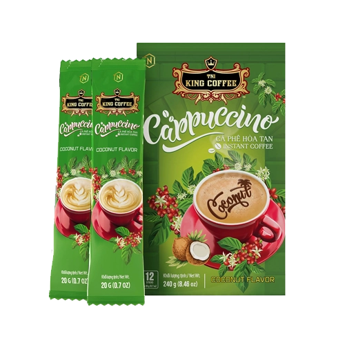 کاپوچینو نارگیل کینگ کافی ۲۰ گرمی – کافی میکس فوری با طعم ملایم و دلچسب نارگیل