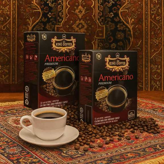 تصویر قهوه فوری آمریکانو King Coffee- ۱۵ ساشه ۱ گرمی – نوشیدنی فوری با کیفیت و خوشطعم برای دوستداران آمریکانو