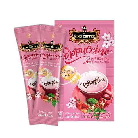 کاپوچینو توتفرنگی King Coffee – بسته ۲۴۰ گرمی | نوشیدنی فوری صورتیرنگ با طعمی ملایم و دلنشین
